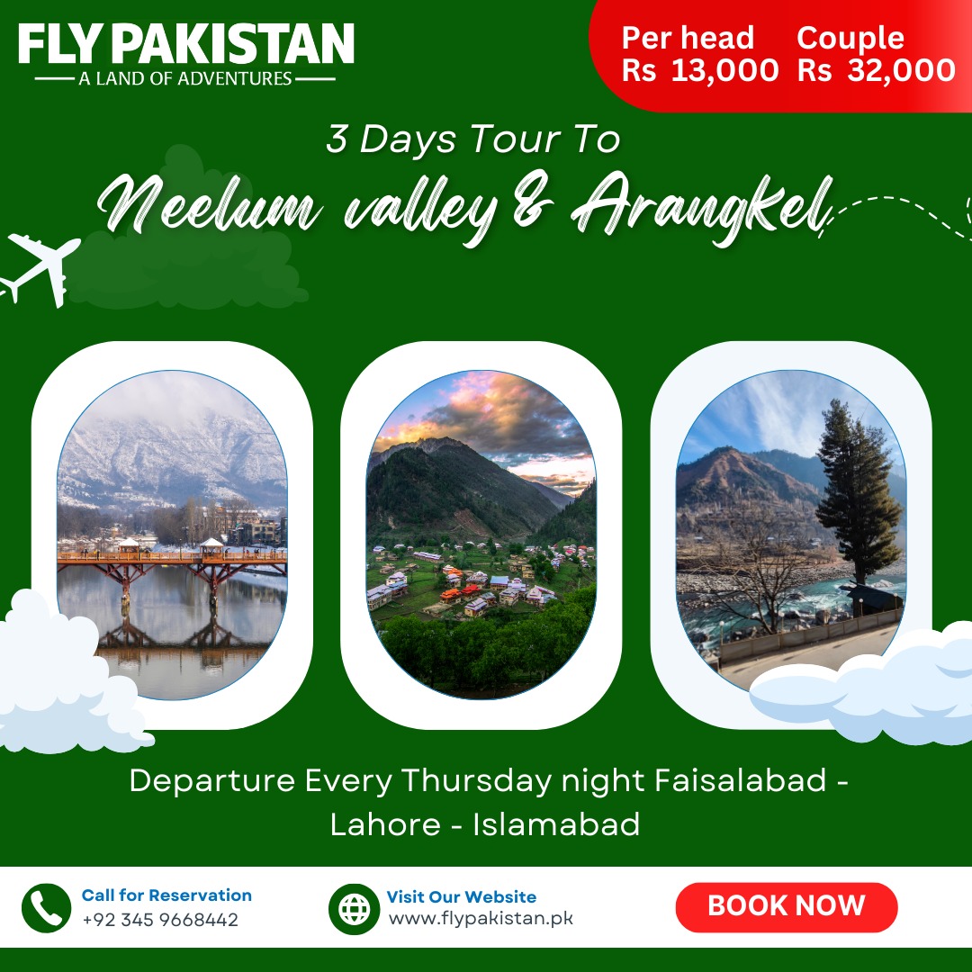 Book Deal 3 Days Tour To Kashmir Neelum Valley And Arangkel